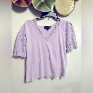 Beautiful lavender blouse with a touch of lace